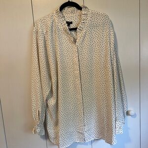 Polka dot ruffle button up